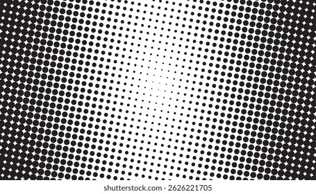 Digital dotted mesh with gradient effect. black dotted background. monochrome halftone pattern. dotted comic book background