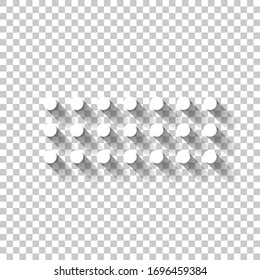 Digital dotted minus, negative symbol. White icon with shadow on transparent background