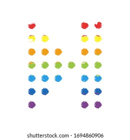 Digital dotted next music symbol. Drawing sign with LGBT style, seven colors of rainbow (red, orange, yellow, green, blue, indigo, violet