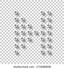 Digital dotted next music symbol. White outline sign with shadow on transparent background