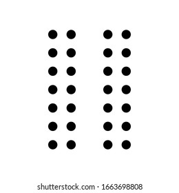 Símbolo digital de pausa con puntos. Icono negro sobre fondo blanco