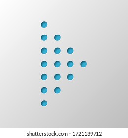 Digital dotted play symbol. Paper design. Cutted symbol with shadow