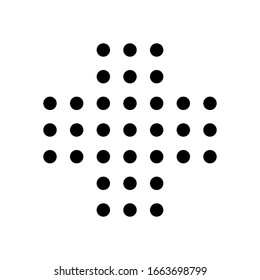 Digital puntos más, símbolo positivo o médico. Icono negro sobre fondo blanco
