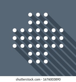 Digital dotted plus, positive or medical symbol. White flat icon with long shadow on blue background