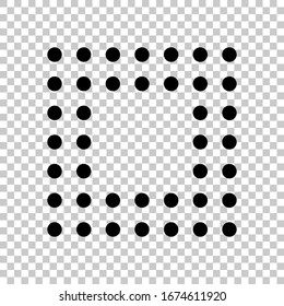 Digital dotted stop symbol, square shape. Black symbol on transparent background
