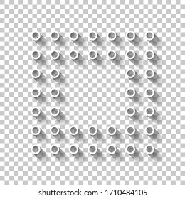 Símbolo de parada digital con puntos, forma cuadrada. Signo de esquema blanco con sombra sobre fondo transparente