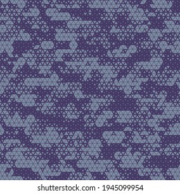 Digital dotted triangle geometric camouflage seamless pattern. Abstract modern geometric endless military pixel camo texture for fabric and fashion print background. Vector illsutration.