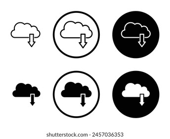 Digital Download Line Icon Set for File Transfers Suitable for Apps and Websites UI Designs