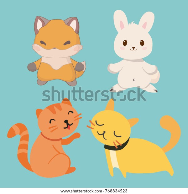 Digital Draw Set Illustrated Animals Contains Stock Vector Royalty Free 768834523