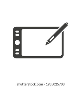 Digital Drawing Board Icon. Graphic Design Tool, Pen Tablet.