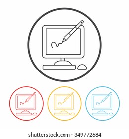 Digital Drawing Board line icon