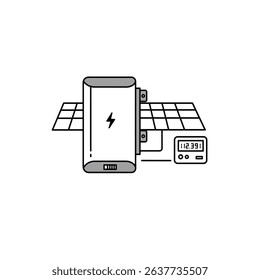 Digital Drawing of Cell Phone with Solar Panel for Portable Green Energy