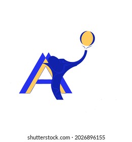 digital drawing of an elephant with a balloon and the letter A