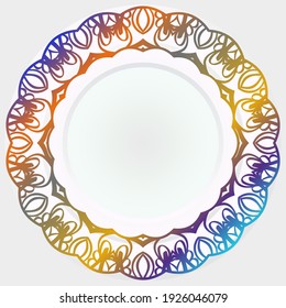 Digital drawing. Floral. round rosette. Oriental. Book Page. Vector.