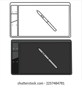Icono de tableta gráfica de dibujo digital.