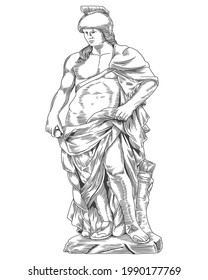 Digital drawing of Greek man statue. Vector illustration