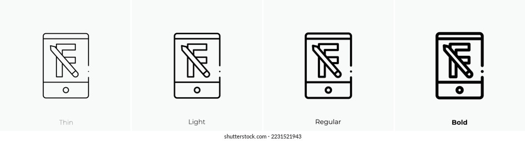 digital drawing icon. Thin, Light Regular And Bold style design isolated on white background
