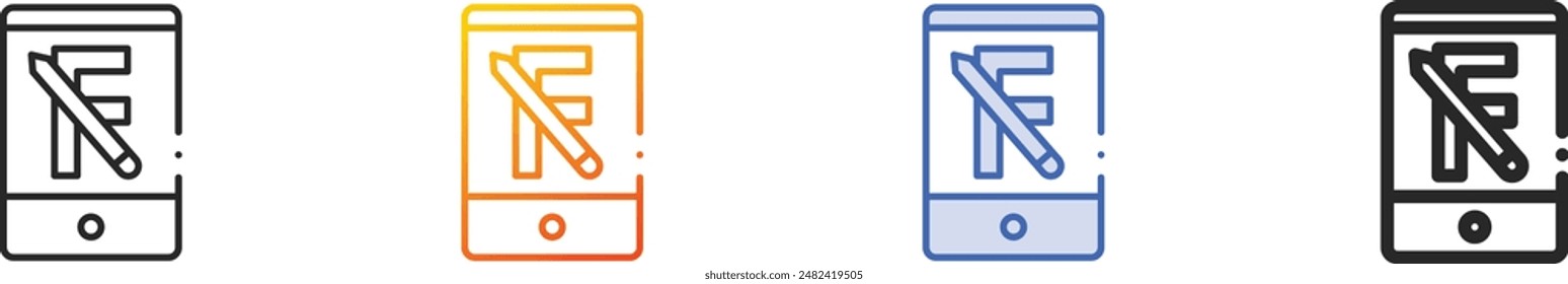 digital drawing icon.Thin Linear, Gradient, Blue Stroke and bold Style Design Isolated On White Background
