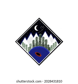 digital drawing of a mountain landscape