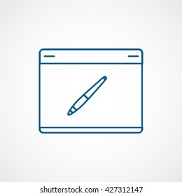 Digital Drawing Pad Blue Icon On White Background
