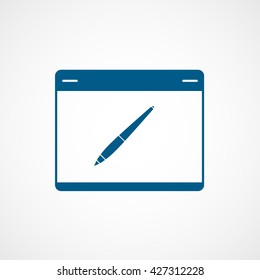 Digital Drawing Pad Blue Icon On White Background
