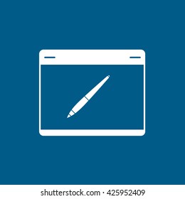 Digital Drawing Pad Flat Icon On Blue Background