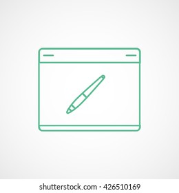 Digital Drawing Pad Green Flat Icon On White Background