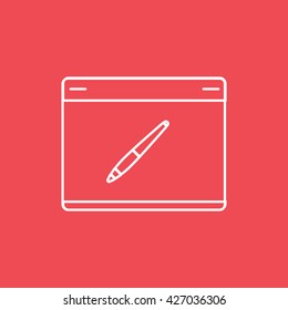 Digital Drawing Pad Icon On Red Background