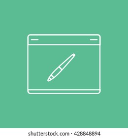 Digital Drawing Pad Icon On Green Background