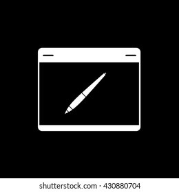 Digital Drawing Pad Icon On Black Background