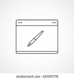 Digital Drawing Pad Line Icon On White Background