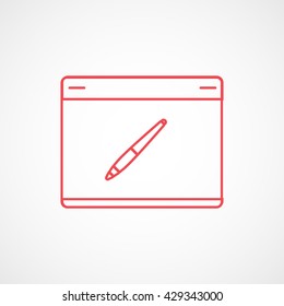 Digital Drawing Pad Red Icon On White Background