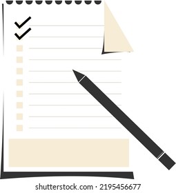 Digital drawing of a page of planner or to do list in light color with a pen with two markers done in black color.