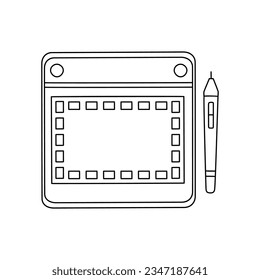 Digital drawing pen tablet hand drawn outline doodle icon