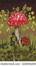 Digital drawing of poisonous mushroom duo