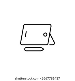 Digital Drawing Tablet With Stylus Thin Line Icon Illustration Vector