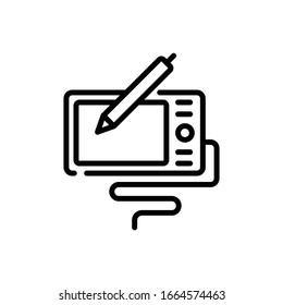 Ilustración del vector de dibujo digital. Icono de línea de desarrollo de diseño. EPS 10