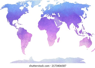 digital drawing world map all countries globe in pastel colors as if watercolor