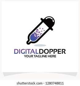Digital Dropper Pixel Logo Template Design Vector Inspiration. Icon Design