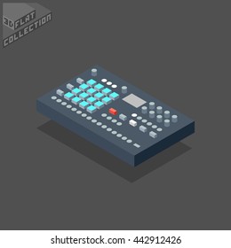 Digital Drum Machine Groovebox. Musical Equipment. 3D Isometric Low Poly Flat Design. Vector illustration.