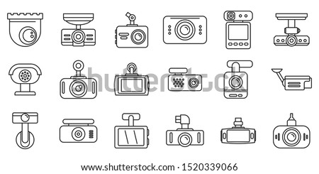 Digital DVR icons set. Outline set of digital DVR vector icons for web design isolated on white background