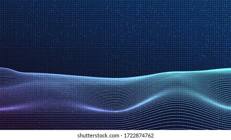 Digital Dynamic Line wave on Circuit Microchip Technology Background.