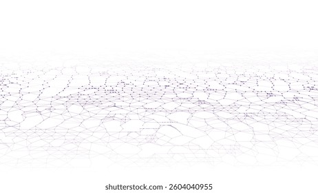 Digital dynamic wave of particles and lines. Abstract blue futuristic background. Big data visualization. Vector illustration.