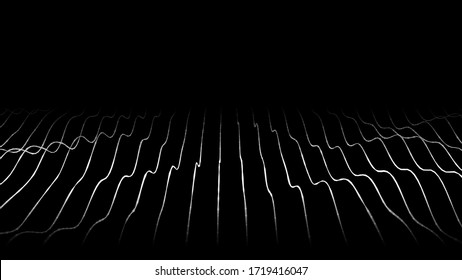 Digital dynamic wave of particles. Vector abstract black futuristic background. Big data visualization.