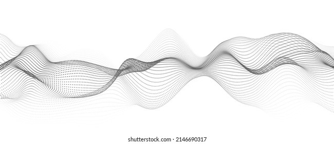 Onda dinámica digital de partículas. Vector de fondo futurista blanco abstracto. Gran visualización de datos.