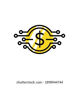 Digital E Money Coin Logo Vector Icon Illustration