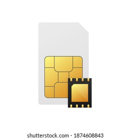 Digitaler E-SIM-Chip-Digitalchip. Moderne Ikone. Weißer Hintergrund. Vektorvorlage. Symbol für Kommunikation