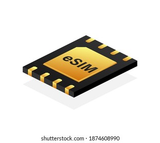 Digital e sim chip motherboard digital chip. Modern icon. White background. Vector template. Communication icon symbol.