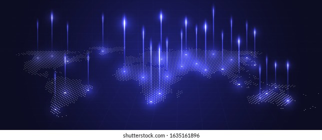 Digital earth concept, smart city and communication network concept, artificial intelligence and big data