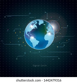Digital Earth Concept Vector Illustration Stock Vector (Royalty Free ...